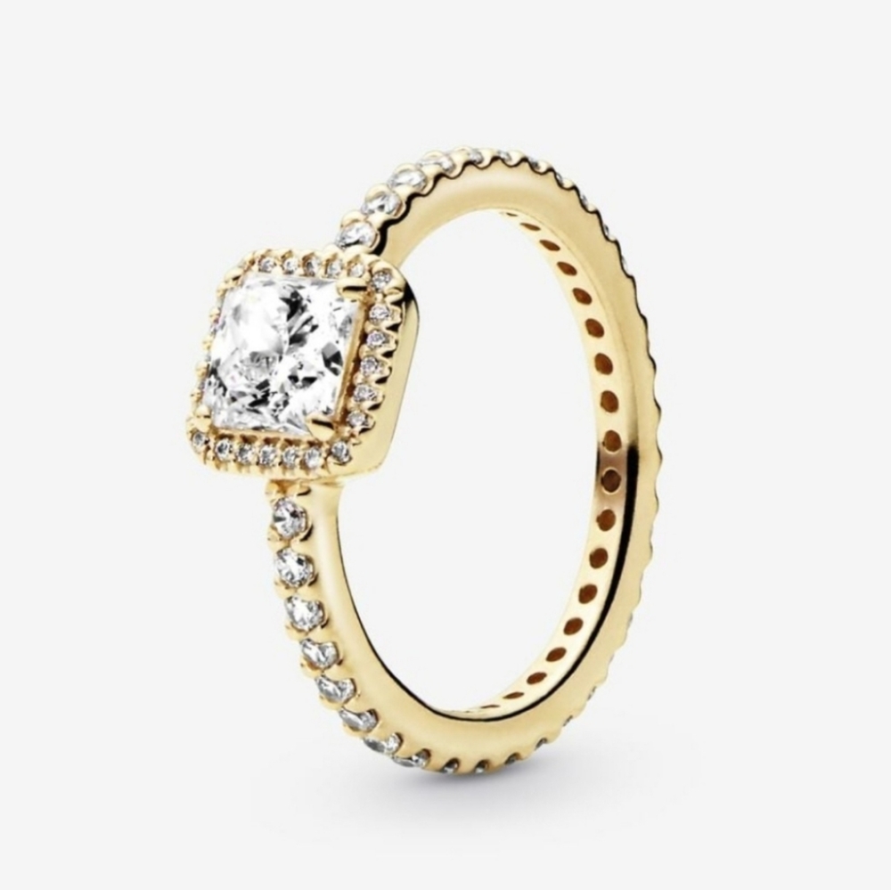 Pandora Square Sparkle Halo Ring 150188cz-52 Size 9